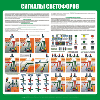 С39 Стенд сигналы светофоров (1000х1000 мм, пластик ПВХ 3 мм, алюминиевый багет серебряного цвета) - Стенды - Стенды по безопасности дорожного движения - Магазин охраны труда ИЗО Стиль